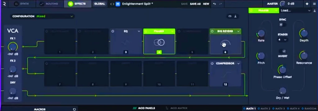 picture of effects tab of roli equator 2 vst
