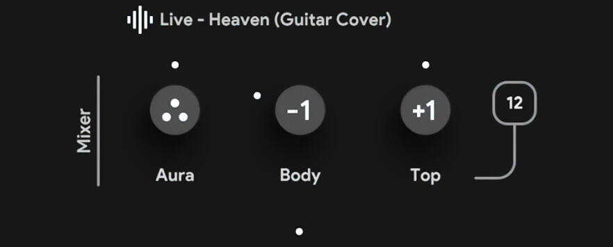 mixer section of the aura plugin