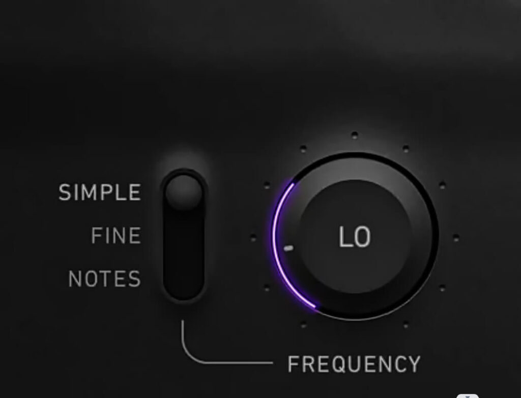 Frequency selection knob of the bx boom plugin 