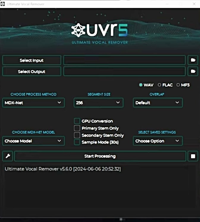interface of the ultimate vocal remover